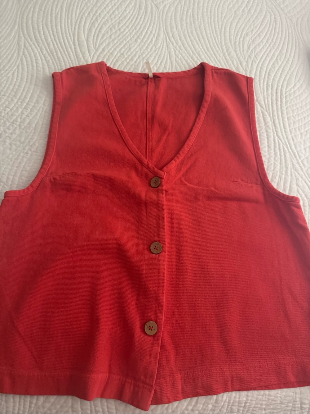 Free People Red Sleeveless Button-Front Top
